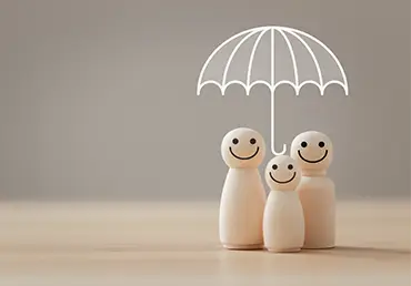 Family protection concept with umbrella symbolizing care and security