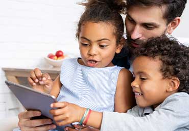 digital parenting family watching content on a tablet